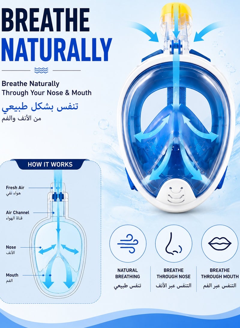 QUTOOB Full Face Snorkel Mask | Anti Fog & 180° Panoramic Wide View | Dry Top Diving Mask for Swimming, Snorkeling & Underwater Exploration | Breathing Snorkeling Mask - Image 5