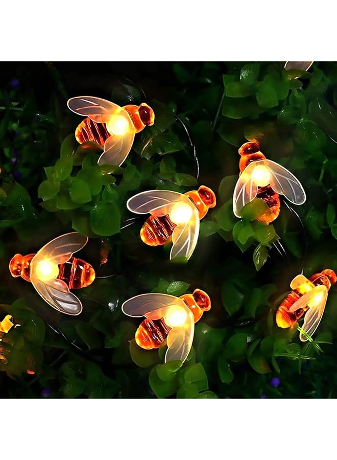 The Bros solar garden lights, bee fairy tale string lights, outdoor/indoor garden lighting, suitable for flower fences, lawns, courtyards, festoons, summer parties, (warm white) [Energy Class A++] - Image 1