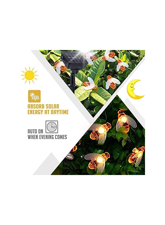 The Bros solar garden lights, bee fairy tale string lights, outdoor/indoor garden lighting, suitable for flower fences, lawns, courtyards, festoons, summer parties, (warm white) [Energy Class A++] - Image 4