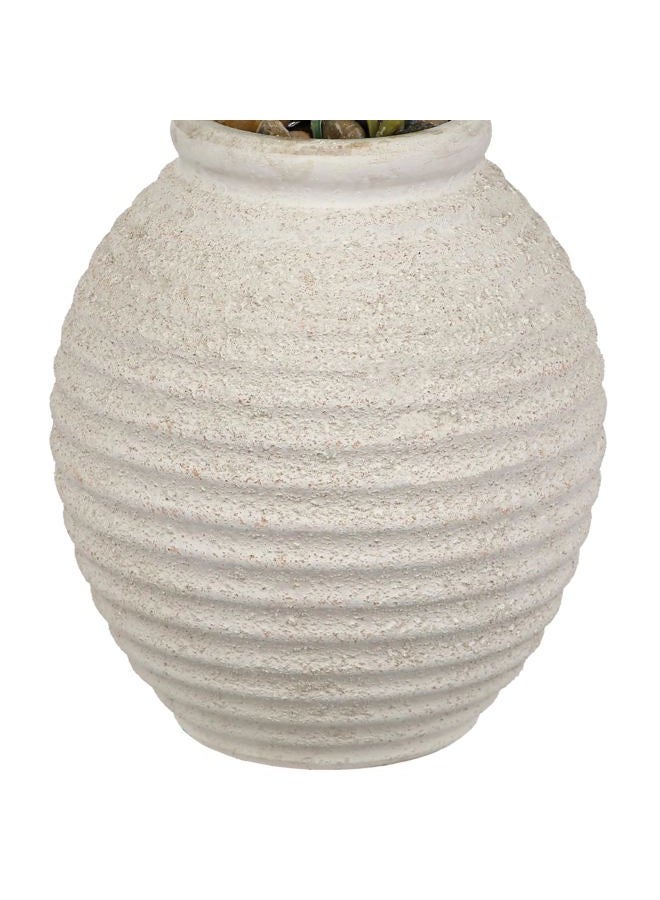 Briful Artificial Eucalyptus and Lavender Arrangement in White Ceramic Vase – 14.5'' Tall Faux Plant with Silver Dollar, Willow Eucalyptus – Horizontal Stripe Pot for Home Décor, Office, Shelf - Image 4