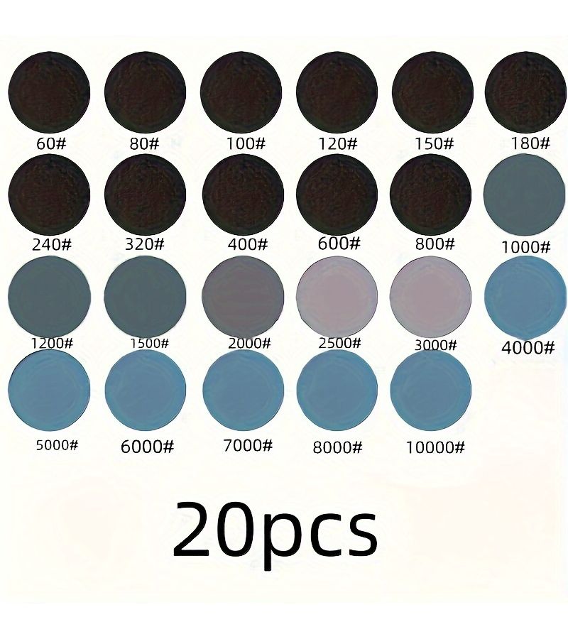 20 2 Inch Circular Sanding Discs 60-10000 Grit 180 Model For Wood Metal Car - Image 1