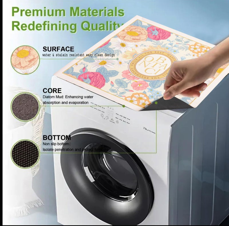 Home-Cloud Homecloud Non-Slip Washing Machine Mat – Durable Waterproof Protective Cover for Washer & Dryer, Dust-Resistant Mat Ideal for Laundry Room & Kitchen Appliances | 60x60cm (Beige_Pink) - Image 3
