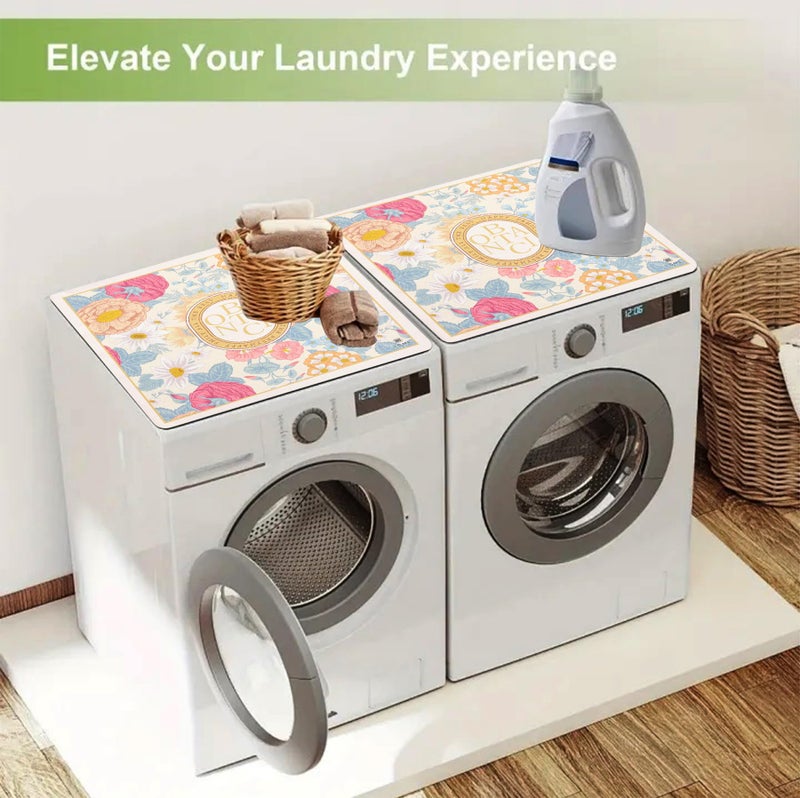 Home-Cloud Homecloud Non-Slip Washing Machine Mat – Durable Waterproof Protective Cover for Washer & Dryer, Dust-Resistant Mat Ideal for Laundry Room & Kitchen Appliances | 60x60cm (Beige_Pink) - Image 4