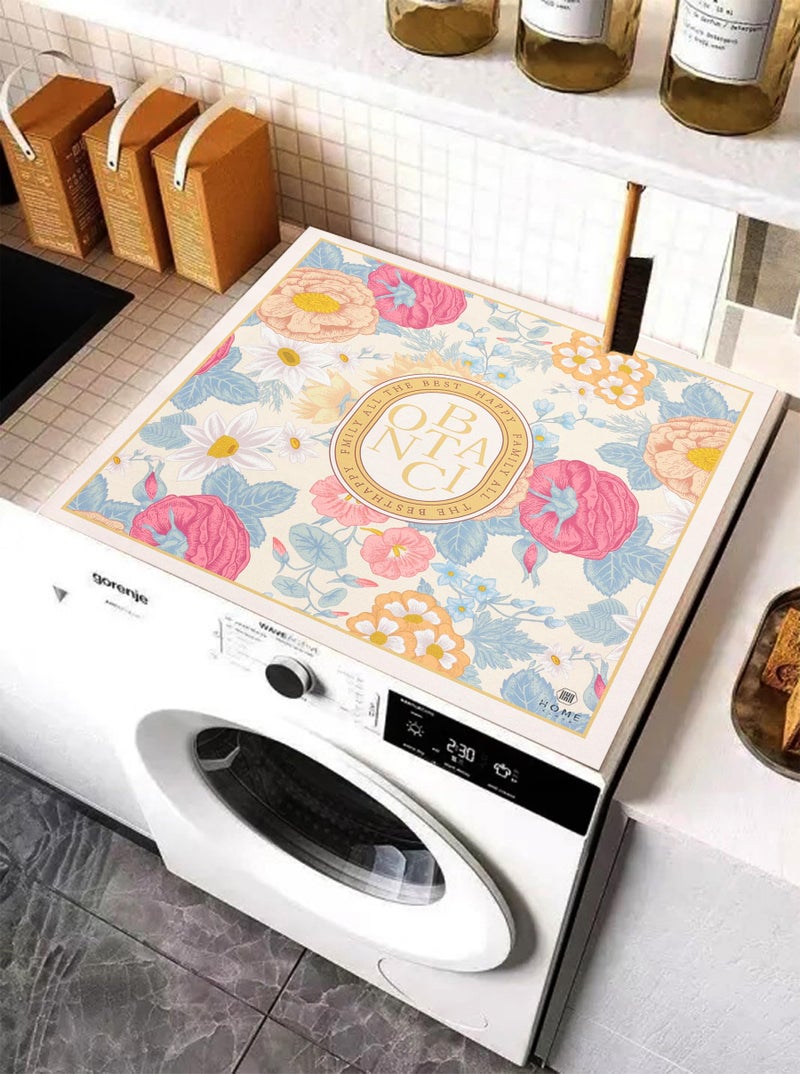 Home-Cloud Homecloud Non-Slip Washing Machine Mat – Durable Waterproof Protective Cover for Washer & Dryer, Dust-Resistant Mat Ideal for Laundry Room & Kitchen Appliances | 60x60cm (Beige_Pink) - Image 1