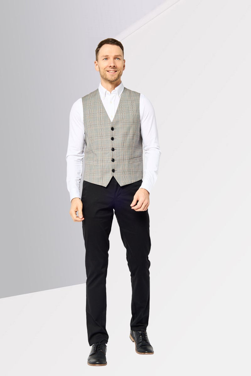 GANT Men Regular Fit Madras Checked Semi-Formal Waistcoats, Multicolor - Image 2