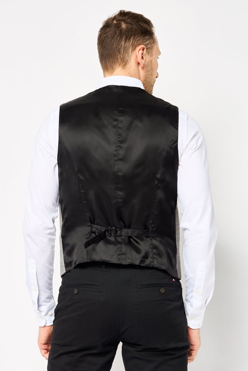 GANT Men Regular Fit Madras Checked Semi-Formal Waistcoats, Multicolor - Image 4