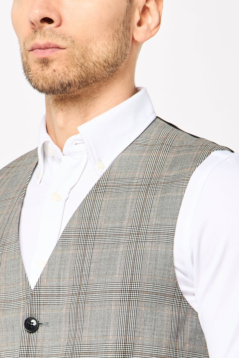 GANT Men Regular Fit Madras Checked Semi-Formal Waistcoats, Multicolor - Image 3