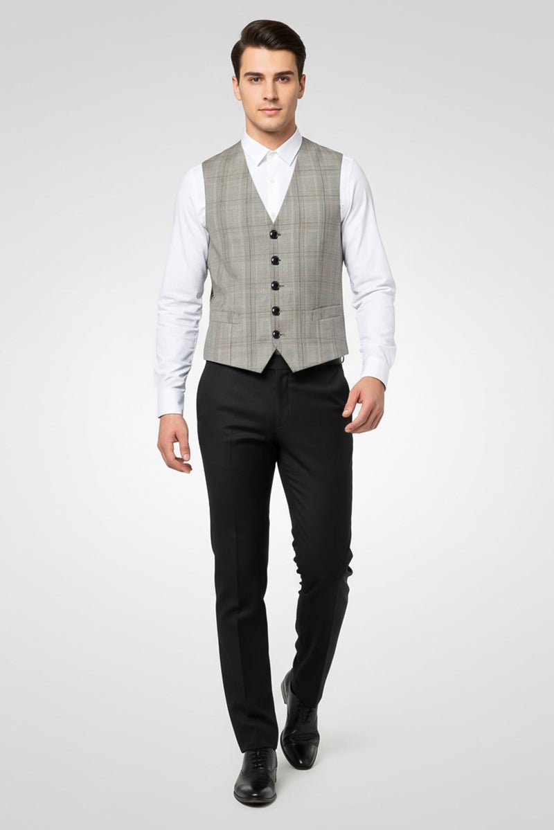 GANT Men Regular Fit Madras Checked Semi-Formal Waistcoats, Multicolor - Image 2