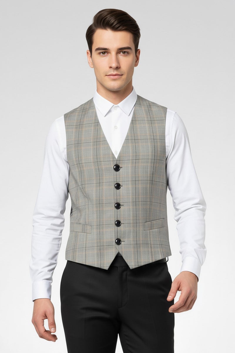 GANT Men Regular Fit Madras Checked Semi-Formal Waistcoats, Multicolor - Image 1