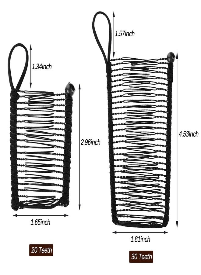 WILLBOND 4 Pcs Banana Hair Clips for Women, Vintage Clincher Stretchy Banana Grip Clips Comb for Curly, Thick, Thin, Wavy Hair, Ponytail Holder for Wedding, Daily Use(Khaki, Black) - Image 2