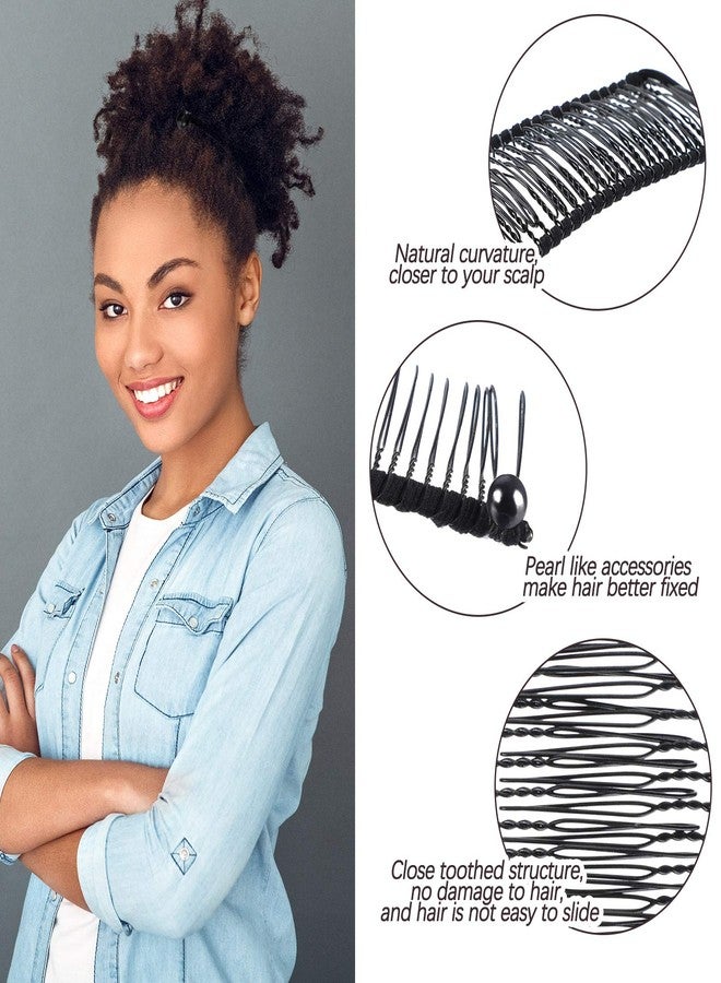 WILLBOND 4 Pcs Banana Hair Clips for Women, Vintage Clincher Stretchy Banana Grip Clips Comb for Curly, Thick, Thin, Wavy Hair, Ponytail Holder for Wedding, Daily Use(Khaki, Black) - Image 3