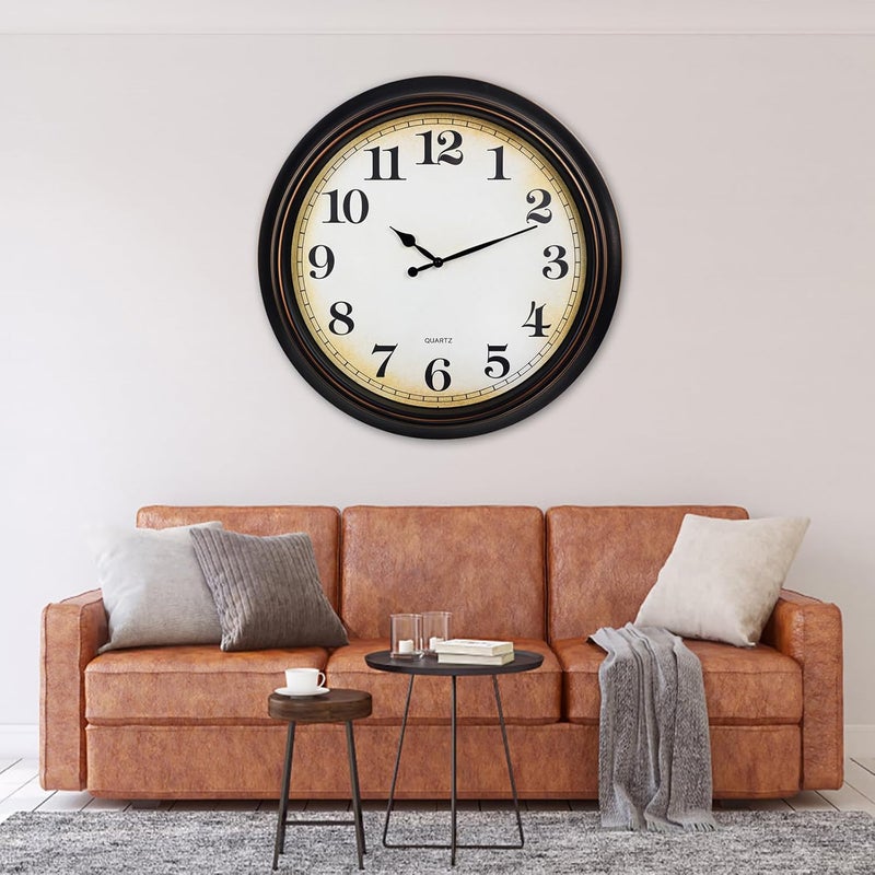 Yoiolclc 24 Inch Large Wall Clock for Living Room Deco,Silent Vintage Wall Clocks Battery Operated for Living Room Office(Bronze) - Image 3