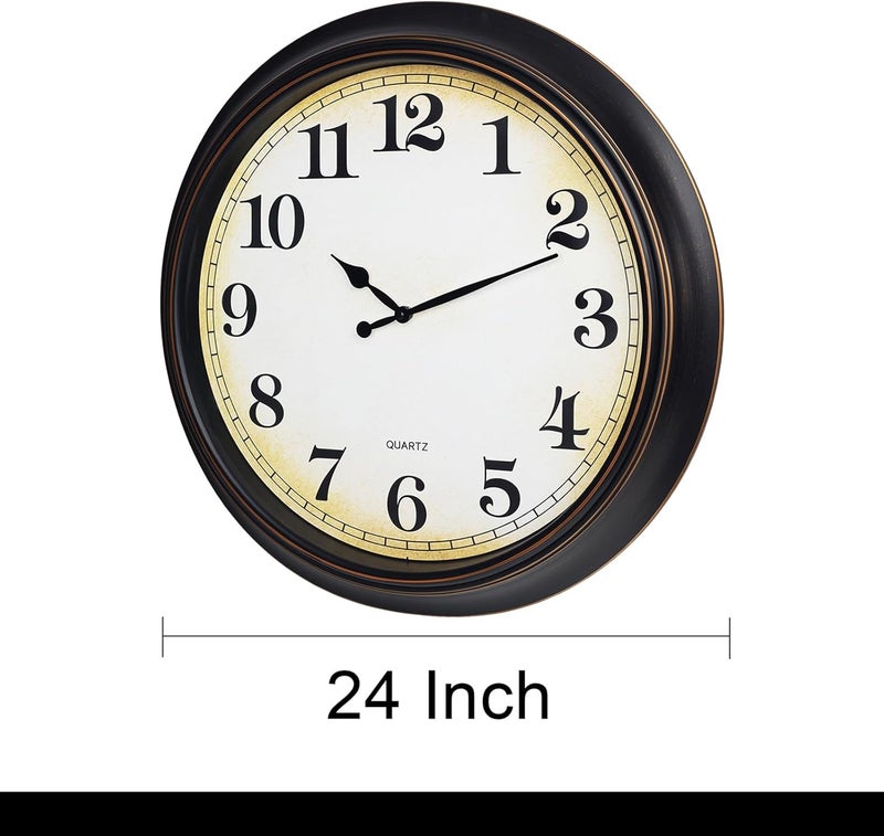 Yoiolclc 24 Inch Large Wall Clock for Living Room Deco,Silent Vintage Wall Clocks Battery Operated for Living Room Office(Bronze) - Image 2