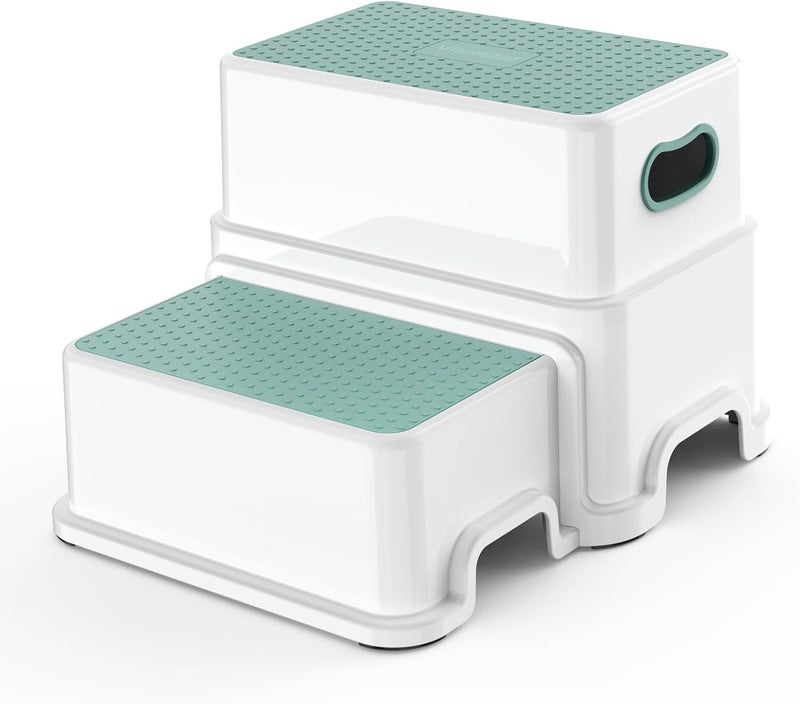 Victostar 2 Step Stool for Kids - Green-White - Image 1