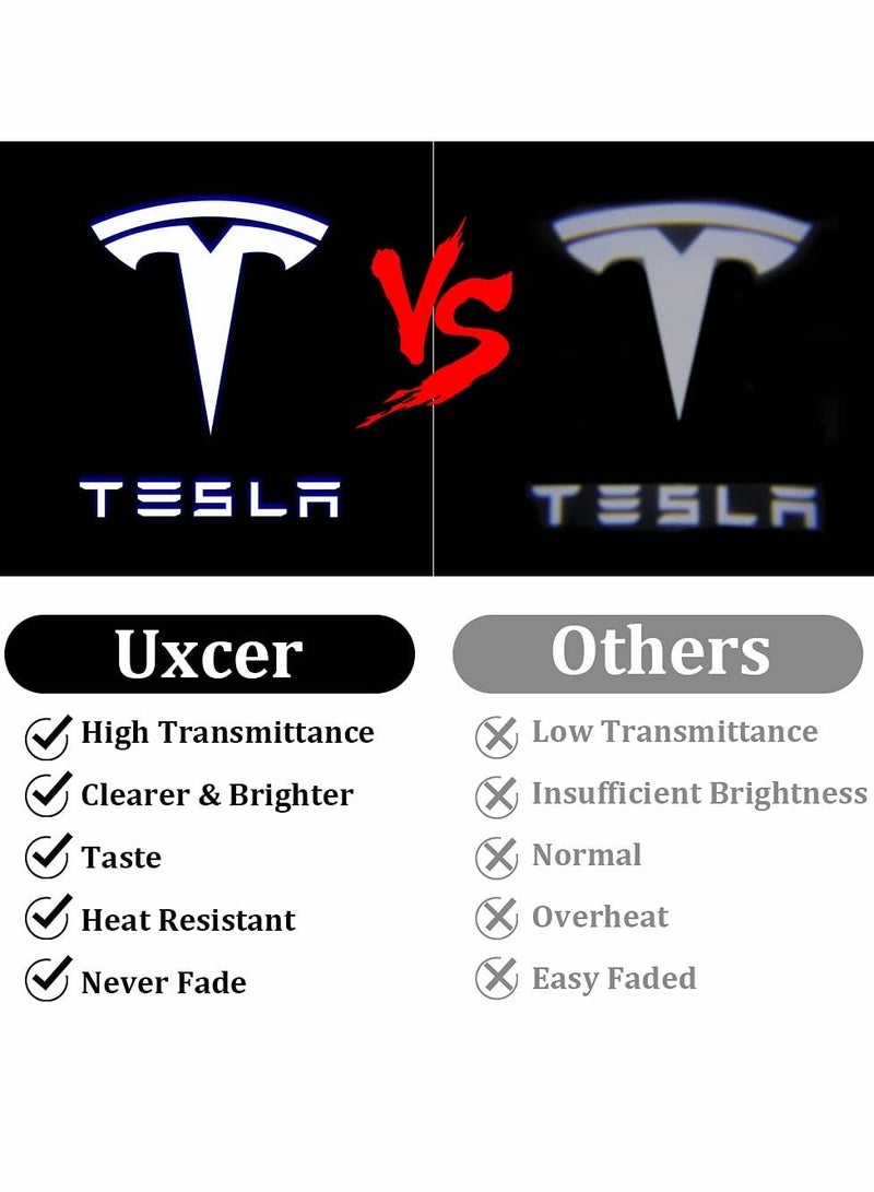 Loquat Car Door Lights Logo Projector for Tesla, Ultra-Bright LED 3D Laser Ghost Shadow Light, Never Fade Welcome Step Courtesy Model 3 Y S X Accessories, Plug and Play (4pcs) - Image 5