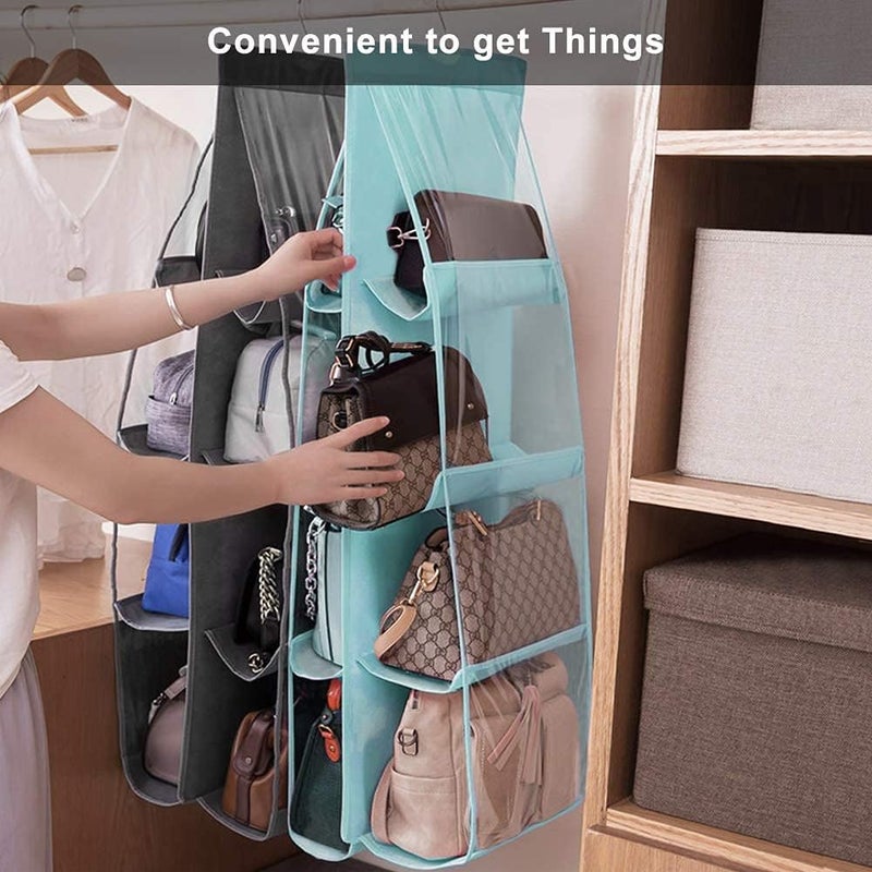 Lirex Handbag Hanging Purse Organizer for Closet, 8 Pocket Handbag Storage Organizer Hanger Oxford Cloth Closet Organizer for Family Closet Bedroom, Foldable and Universal Fit, Dark Grey - Image 5