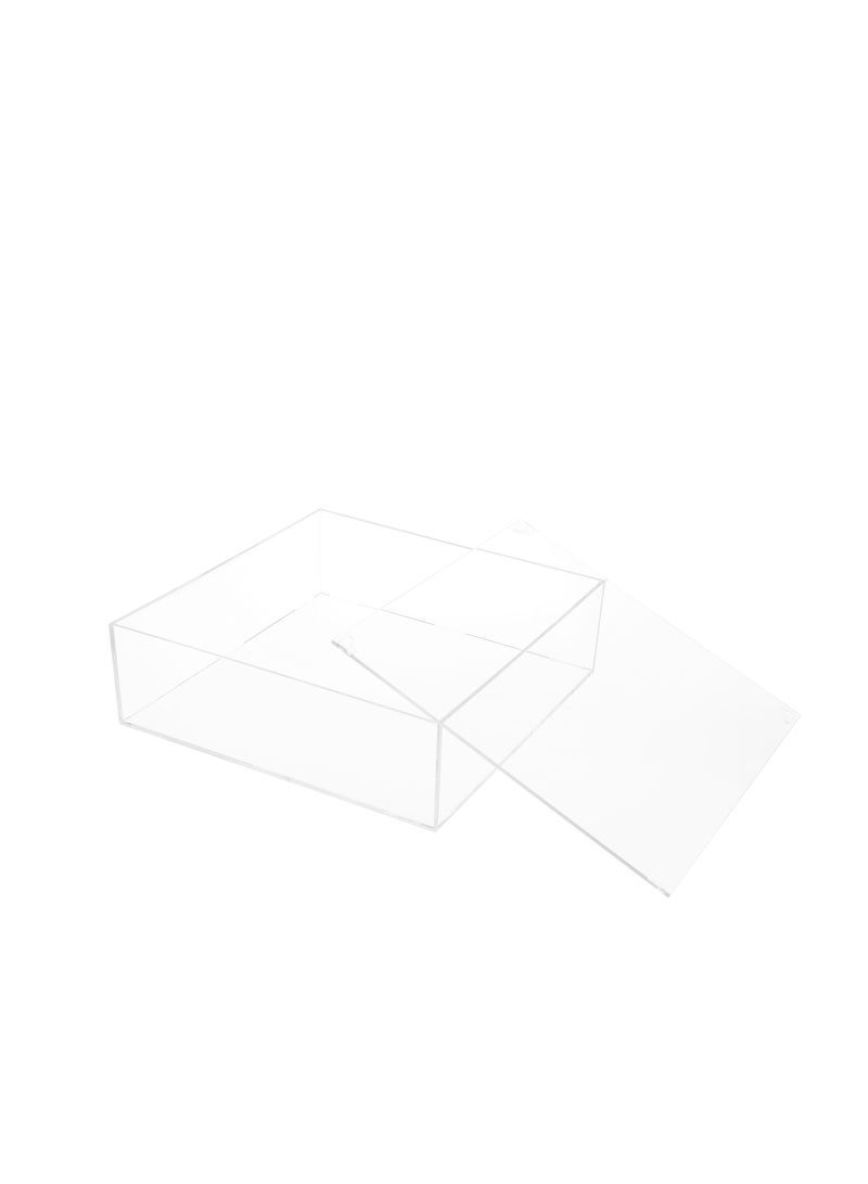 LAMSIT IBDAA Acrylic Cake Box Stand - Mirror Finish Display Box – Gift Showcase for Collectibles, Jewelries - Dustproof Protection Storage (10x10x3 inches, Clear) - Image 2