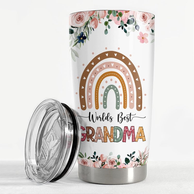 SANDJEST SANDJEST Grandma Tumbler 20oz Nana Cup Grandma Nutrition Facts Stainless Steel Insulated Tumblers Coffee Travel Mug Gifts for Mothers Day Birthday Christmas  - Image 3
