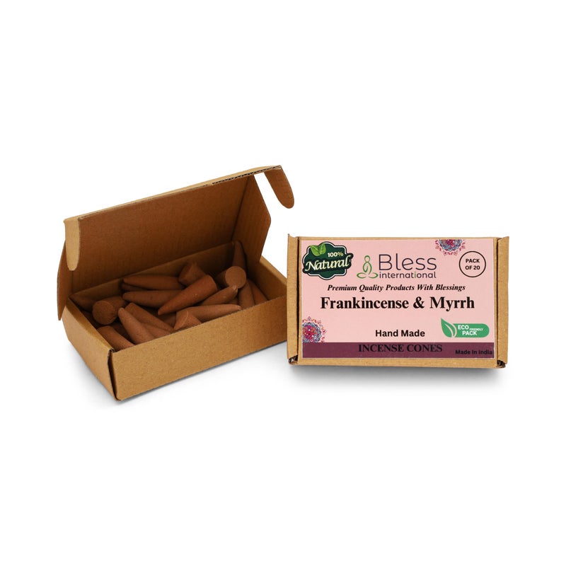 Bless International Frankincense-and-Myrrh 100%-Natural-Incense-Cones Handmade-Hand-Dipped Organic-Chemicals-Free for-Purification-Relaxation-Positivity-Yoga-Meditation The-Best-scents (20 Count) - Image 2