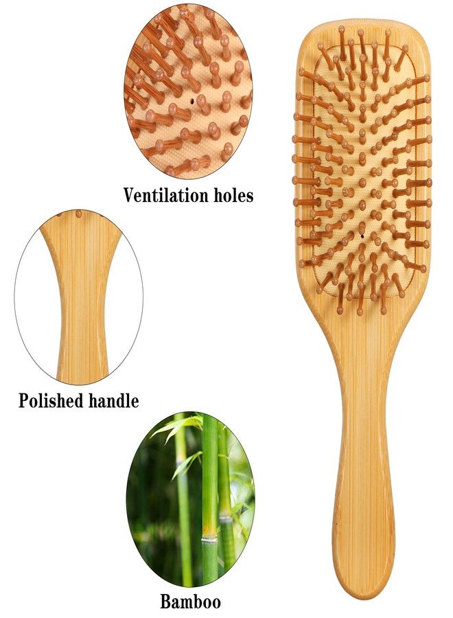 KFHENSOMR 3Pcs Bamboo Hair Brush Set, Natural Wooden Paddle Brush with Bamboo Bristles for Detangling Smoothing, Scalp Massage Hairbrush for All Hair Types Women Men - Image 3