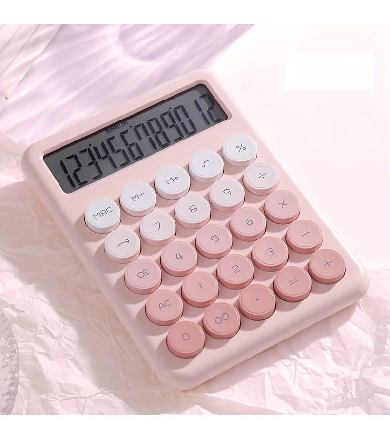 Pink Large Button Scientific Calculator 12 Digit Display Multi Function Office - Image 1