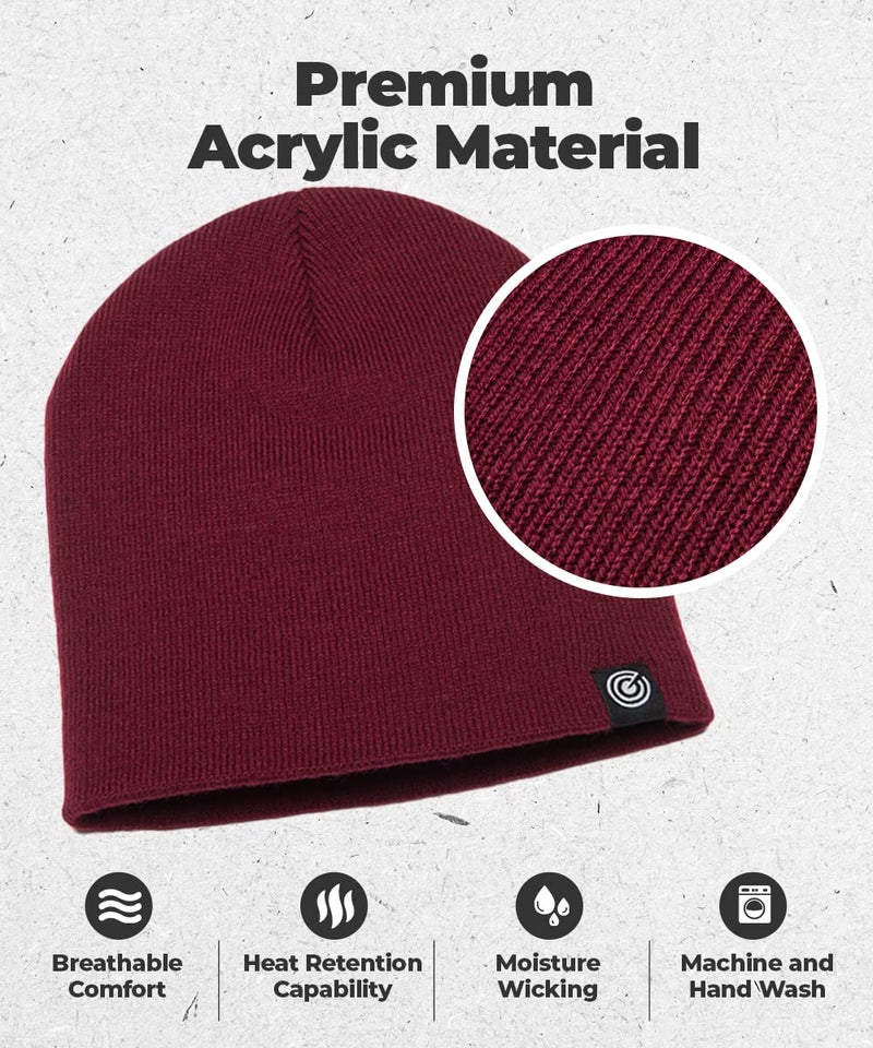 Revony Original Beanie Cap - Soft Knit Beanie Hat - Warm and Durable (Maroon) - Image 2