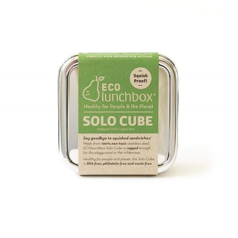 ECOlunchbox Solo Cube  Stainless Steel Food Storage Square Container  525 x 525 x 2 inches 13 x 13 x 5 cm  Holds 25 Cups 21 oz 620ml of Foods  Durable Metal Bento for Lunches  Snacks