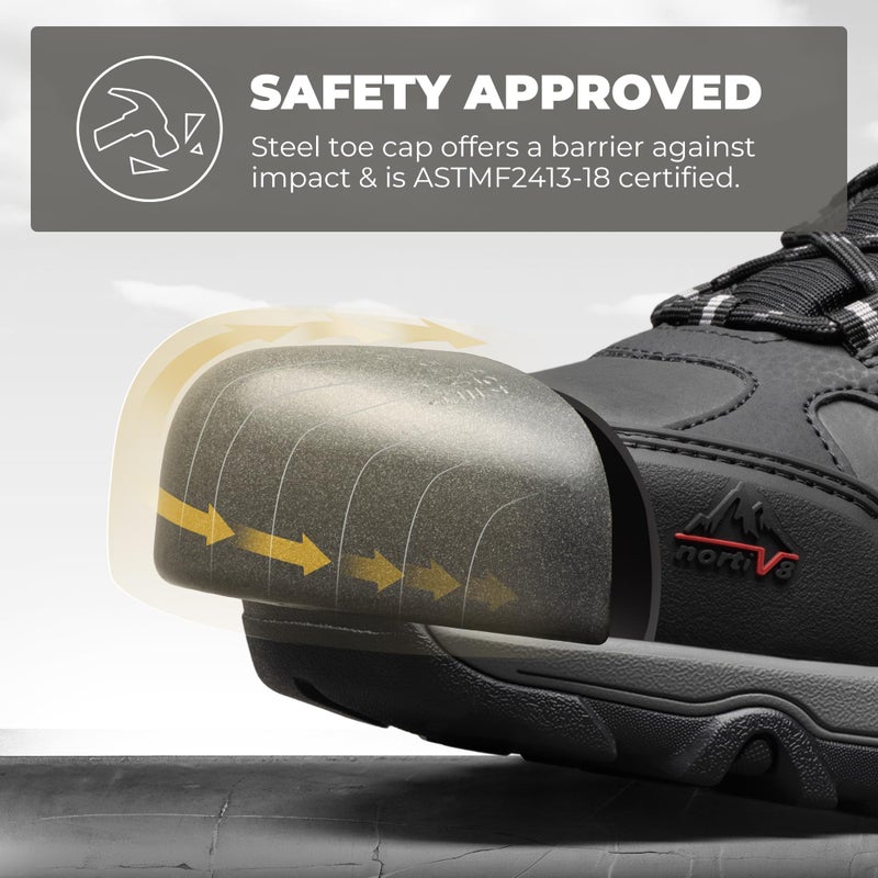 NORTIV 8 Waterproof Steel Toe Boots for Men Slip Resistant Safety Industrial Boots Paladin-Steel,Size 10,Black-Leather,JS19004M-STEEL - Image 4