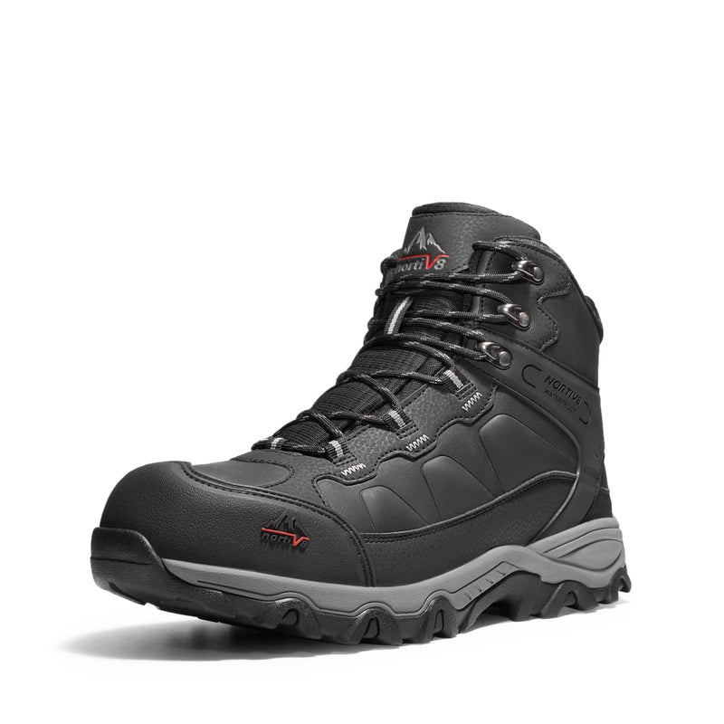 NORTIV 8 Waterproof Steel Toe Boots for Men Slip Resistant Safety Industrial Boots Paladin-Steel,Size 10,Black-Leather,JS19004M-STEEL - Image 1