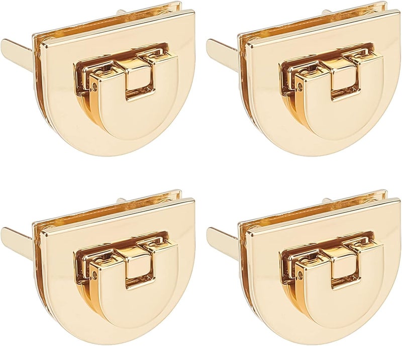 كلاراكو 4 مجموعات من مشابك قفل حقيبة السبائك المعدنية من كلاركو، مشبك قفل دوار نصف دائري للمحفظة، مشبك معدني، مشبك قفل دوار، قفل محفظة، مزلاج إغلاق المحفظة لصنع ملحقات المحفظة بنفسك - Image 1