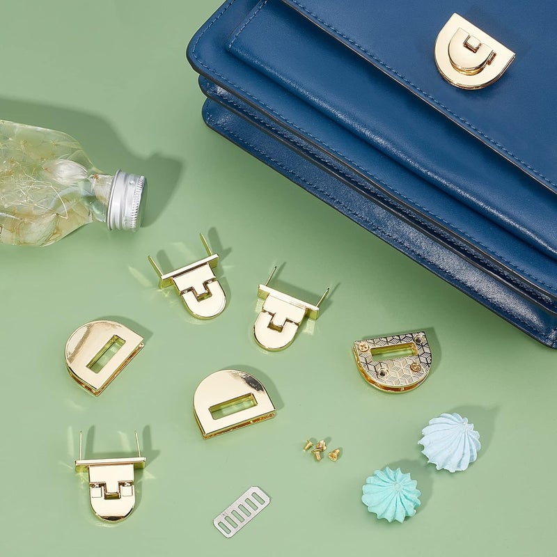 كلاراكو 4 مجموعات من مشابك قفل حقيبة السبائك المعدنية من كلاركو، مشبك قفل دوار نصف دائري للمحفظة، مشبك معدني، مشبك قفل دوار، قفل محفظة، مزلاج إغلاق المحفظة لصنع ملحقات المحفظة بنفسك - Image 5