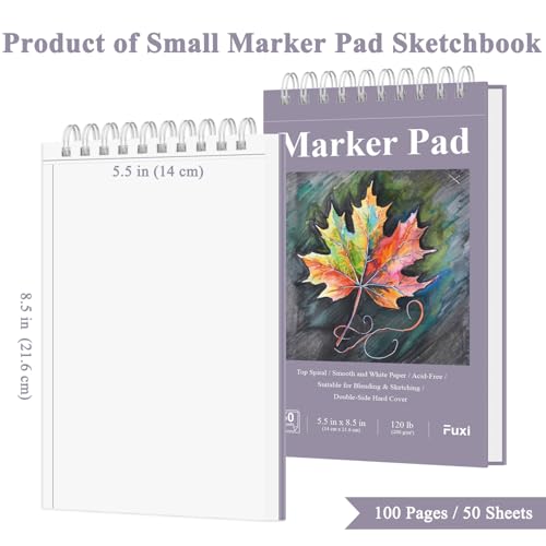 Fuxi Marker Paper Pad, 120lb/200gsm Art Paper of Markers, 2-Pack, 50 Sheets Per Pad (5.5" x 8.5"). - Image 2