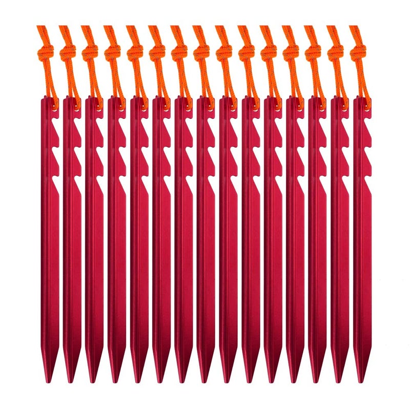 AnyGear 7075 Aluminum Tent Stakes 15 Pack - Ultralight Tri-Beam Tent Pegs with Reflective Rope - Essential Tent Accessories for Camping, Rain Tarps, Hiking, Backpacking - Image 1