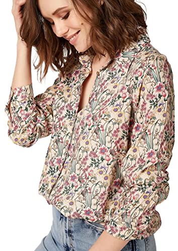 BIG DART Blouses for Women Fashion, Casual Long Sleeve Button Down Shirts Tops, XS-3XL (Floral, Small) - Image 4