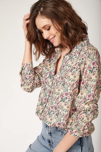 BIG DART Blouses for Women Fashion, Casual Long Sleeve Button Down Shirts Tops, XS-3XL (Floral, Small) - Image 3