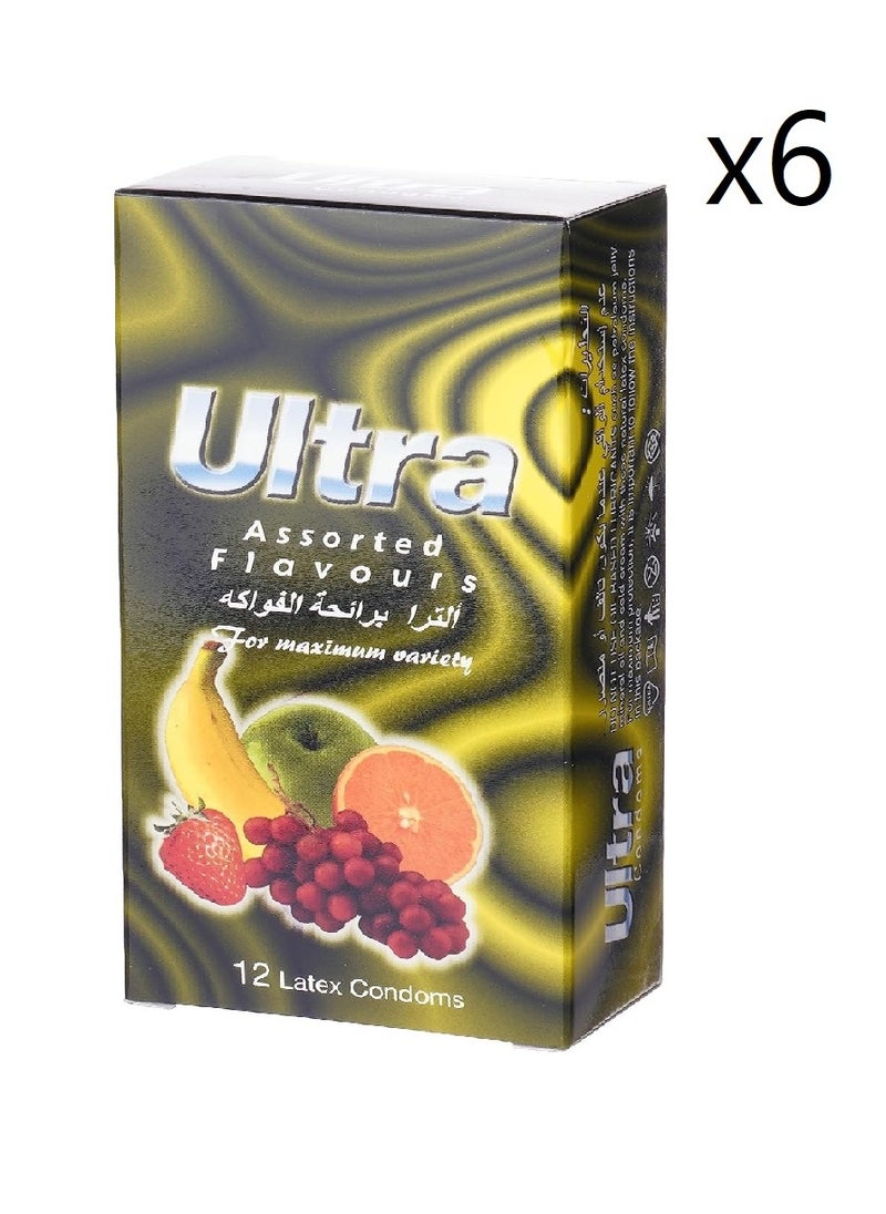 Ultra active Pack Of 6 Ultra Condoms With Fruit Scent, 12 Pieces 