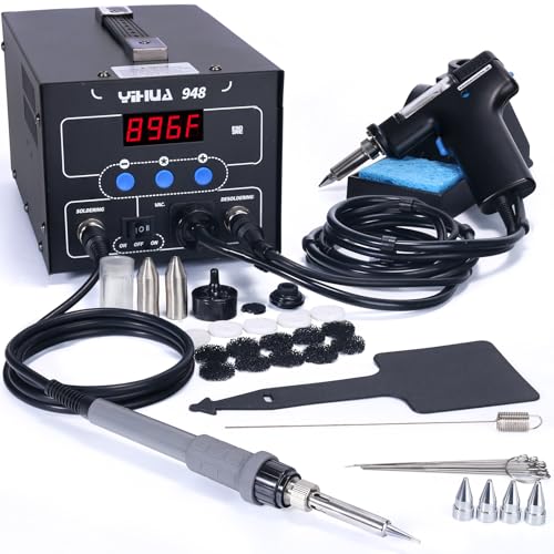 YIHUA 948 Upgraded 2 in 1 ESD Safe 80W Desoldering Station and 60W Soldering Iron- Desoldering Gun and Soldering Station °F /°C - Image 1