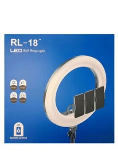 شوبي 20 Inch Ring Light Tripod Mount Live Broadcast Dual Phone Bracket RL-18 White 