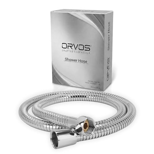 Orvos Shower hose extendable, Premium 304 Stainless Steel outer hose, with EPDM inner tube, 1.5 to 1.8 meter, for hand showers and health faucets in high end luxury bathrooms - Image 1