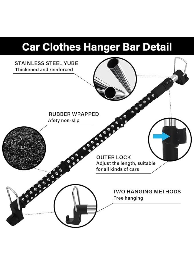 Car Clothes Hanger Bar - Unbreakable Carbon Steel Clothes Rod for Car，Car Clothes Hanger Bar, Clothes Rack for Car Telescopic Adjustable 91CM-164CM - Image 2