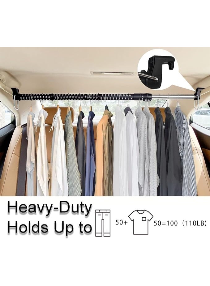 Car Clothes Hanger Bar - Unbreakable Carbon Steel Clothes Rod for Car，Car Clothes Hanger Bar, Clothes Rack for Car Telescopic Adjustable 91CM-164CM - Image 3