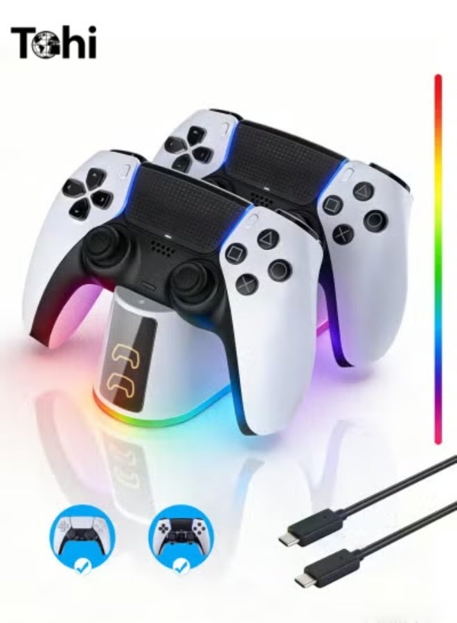 Tohi PS5 Controller Charger Station Compatible with DualSense & Edge Controllers, PS5 Charging Station with LED Indicator, Dual Remote Charger Stand for PlayStation 5 - Image 1