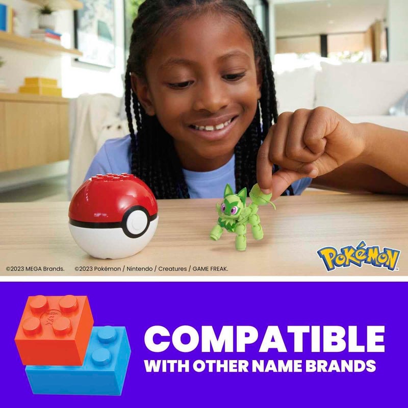 Mega Brands MEGA Pok?mon Sprigatito Collectible Pokeball Building Toy for Ages 6 and Up - Image 2