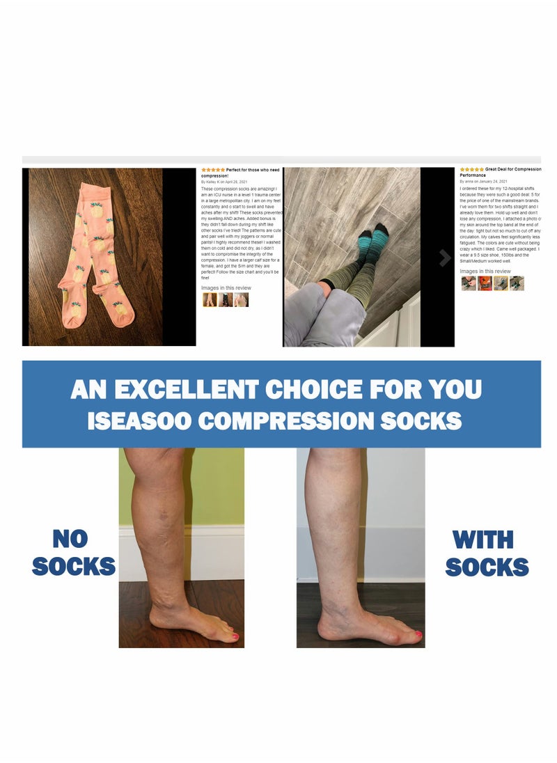 Excefore Compression Socks, 4 Pairs for Women and Men, 20-30 mmHg is Best for Athletic, Travel, Running, Fitness, Reduce Calf Pain Faster Recovery(Multicolors) L/XL  - Image 2
