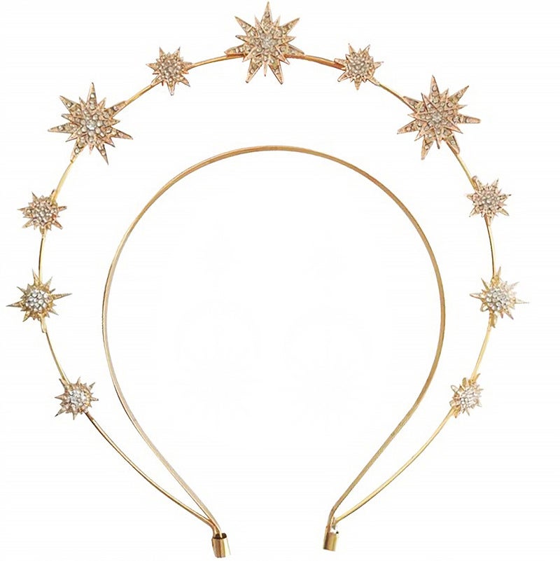 Generic Boho Double-layer Star Bridal Rhinestone HairbandSix-pointed Star Hairband Gold Six-pointed Star Hairband Gold 