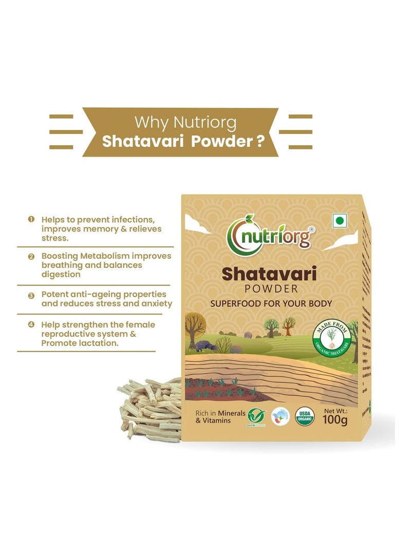 Nutriorg Organic Shatavari Powder 100g | Rejuvenates for Vata and Pitta that Promotes Vitality and Strength. - Image 4