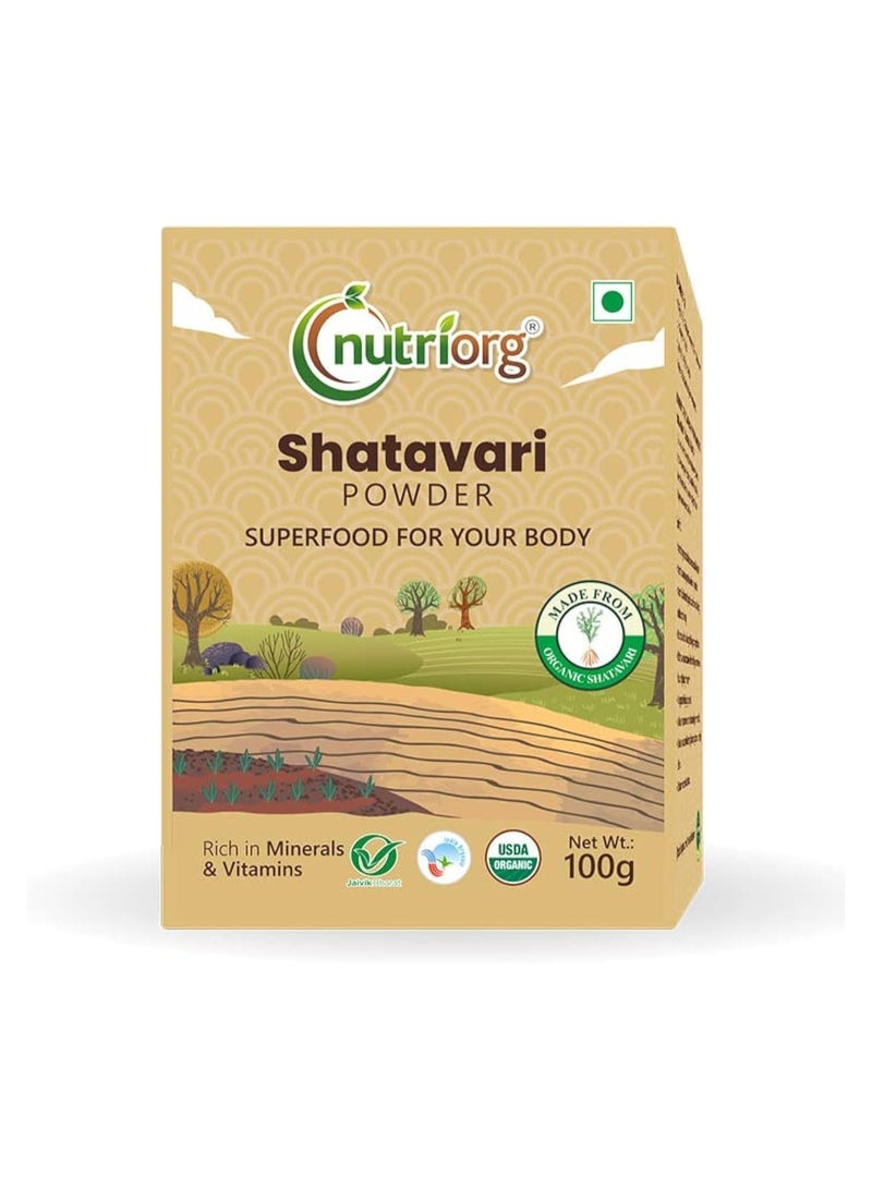 Nutriorg Organic Shatavari Powder 100g | Rejuvenates for Vata and Pitta that Promotes Vitality and Strength. - Image 1