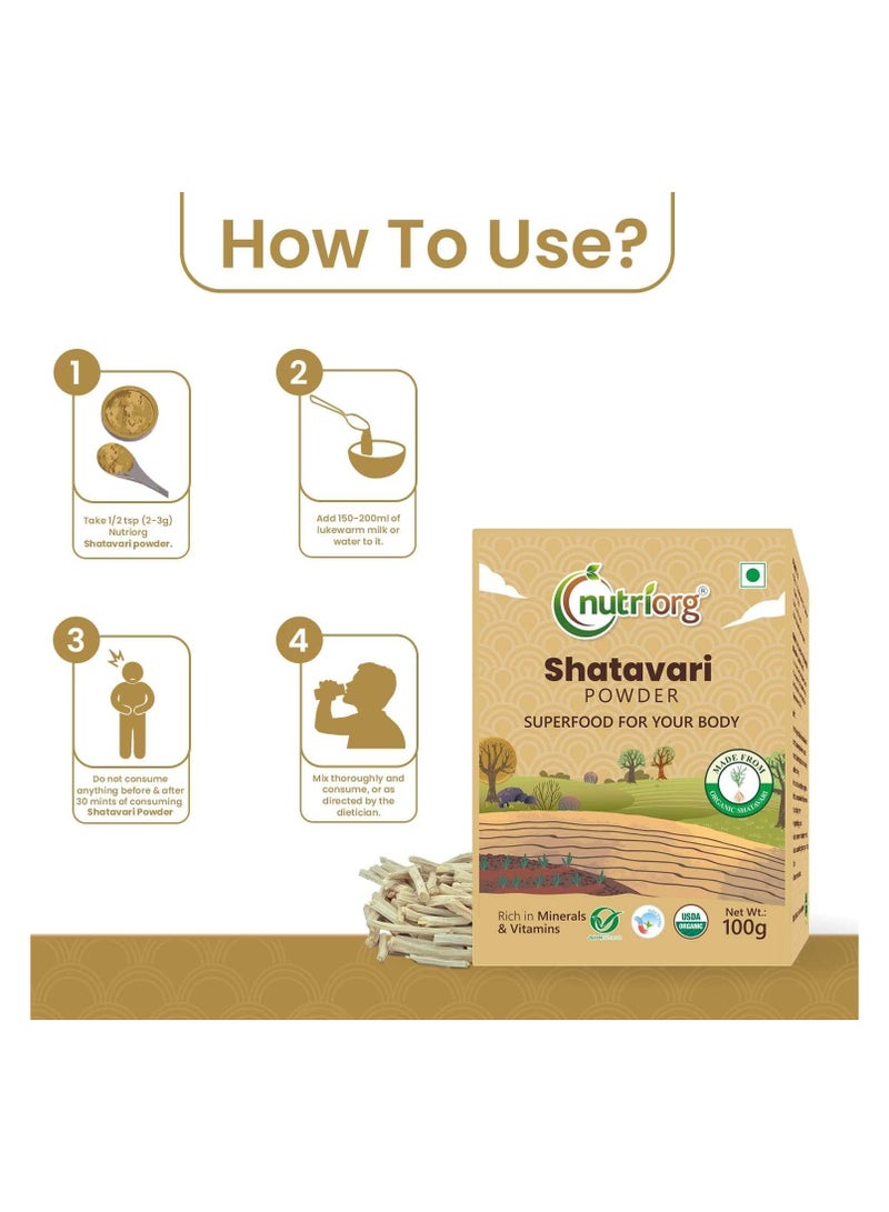 Nutriorg Organic Shatavari Powder 100g | Rejuvenates for Vata and Pitta that Promotes Vitality and Strength. - Image 5