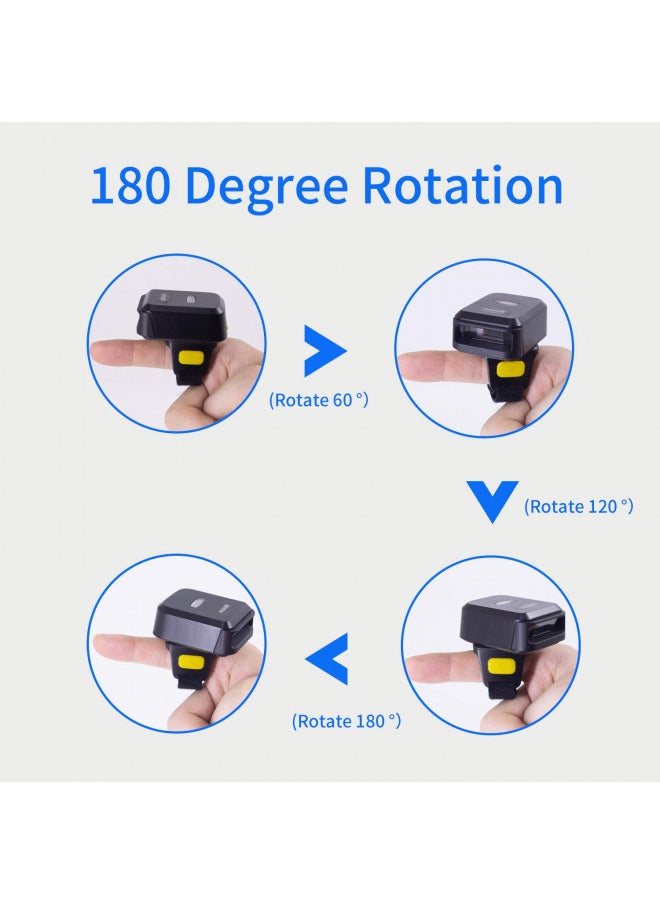 symcode - Symcode 2D Bluetooth Wireless QR Barcode Scanner,Portable Ring Wearable Finger 1D 2D Mini Bar Code Reader Scanner Suppot Screen Scanning with Bluetooth & 2.4GHz Wireless & Wired Connection Scanner - Image 1