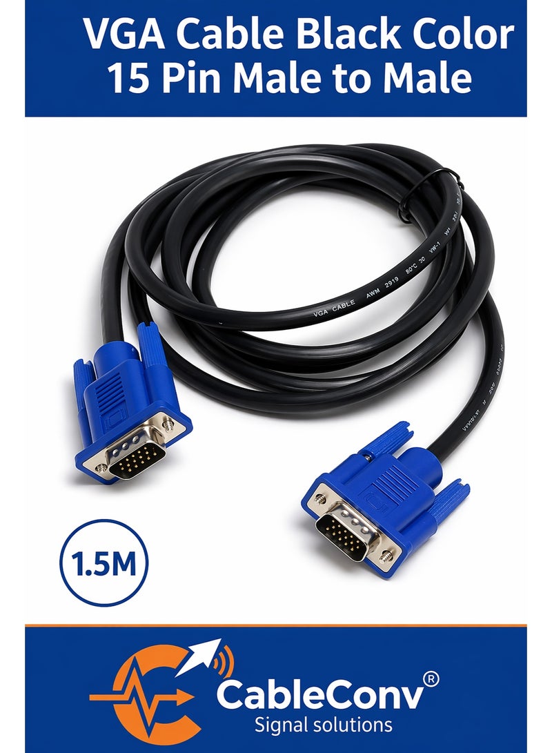CABLE CONV 1.5M VGA to VGA 15 Pin Male to Male Cable – High Quality Video Display Cable - Image 1